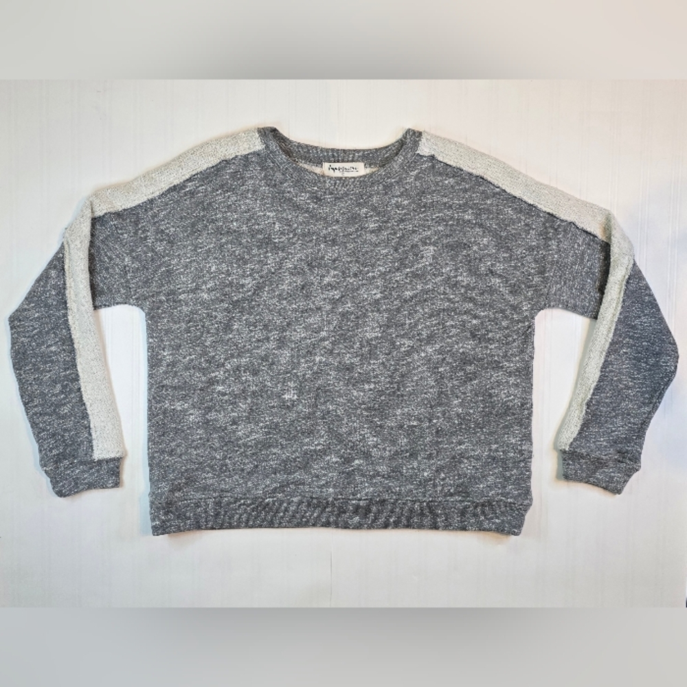 Impressions Gray and Cream Crewneck Sweater